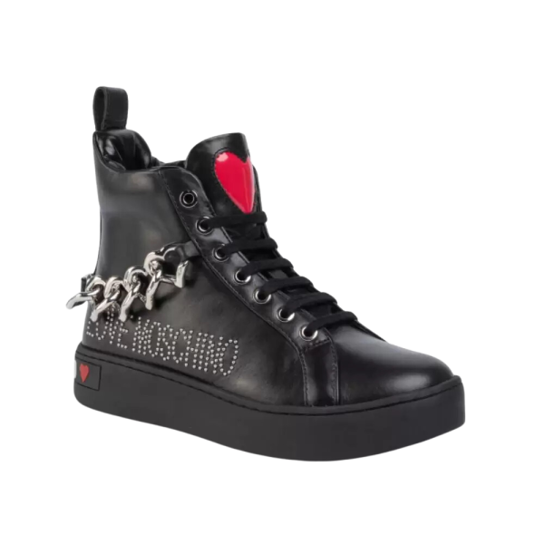 SCA.NOD.CASSETTA35 VIT NAPPATO NERO - sneaker - Love Moschino